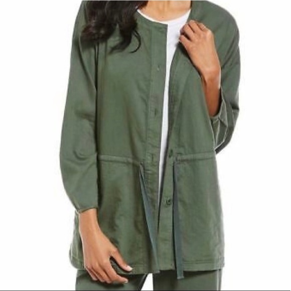 Eileen Fisher Nori Cotton Twill Shirttail Jacket - Picture 2 of 9